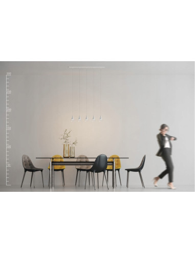 Lampa wisząca LED DALMATIA 5-punktowa w minimalistycznym stylu – bezbarwna, idealna do nowoczesnych wnętrz.