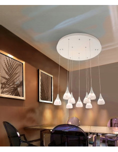 Elegancka lampa wisząca DALMATIA z kieliszkowatymi kloszami, 9 źródeł LED, idealna do salonu i jadalni, biały design 2