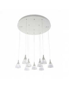 Elegancka lampa wisząca DALMATIA z kieliszkowatymi kloszami, 9 źródeł LED, idealna do salonu i jadalni, biały design