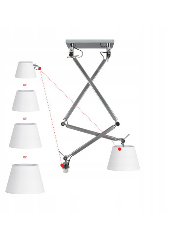 Lampa sufitowa ZYTA 2 S PENDANT, regulowane srebrne oświetlenie do nowoczesnych wnętrz, 2 źródła światła E27