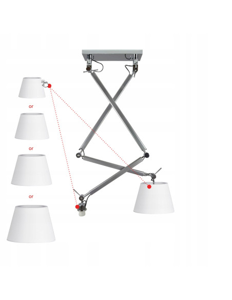 Lampa sufitowa ZYTA 2 S PENDANT, regulowane srebrne oświetlenie do nowoczesnych wnętrz, 2 źródła światła E27