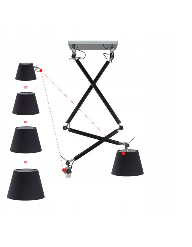 Lampa wisząca ZYTA 2 S regulowana z chromowanymi akcentami i możliwością wyboru abażurów E27