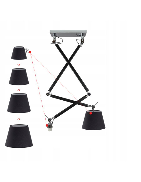 Lampa wisząca ZYTA 2 S regulowana z chromowanymi akcentami i możliwością wyboru abażurów E27