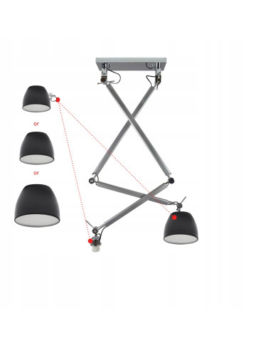 Lampa sufitowa ZYTA 2 S PENDANT, regulowane srebrne oświetlenie do nowoczesnych wnętrz, 2 źródła światła E27