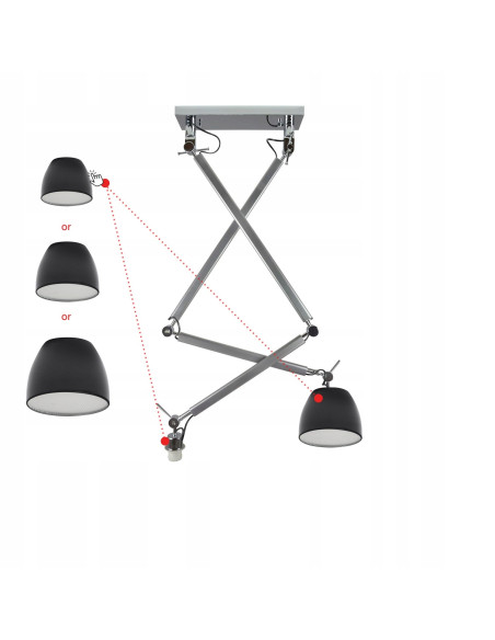 Lampa sufitowa ZYTA 2 S PENDANT, regulowane srebrne oświetlenie do nowoczesnych wnętrz, 2 źródła światła E27