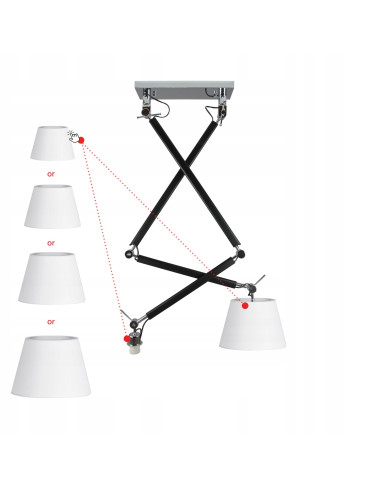 Lampa wisząca ZYTA 2 S regulowana z chromowanymi akcentami i możliwością wyboru abażurów E27