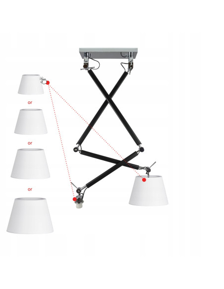 Lampa wisząca ZYTA 2 S regulowana z chromowanymi akcentami i możliwością wyboru abażurów E27