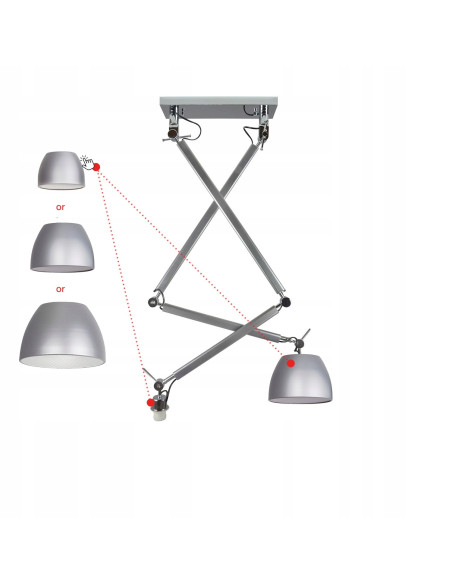 Lampa sufitowa ZYTA 2 S PENDANT, regulowane srebrne oświetlenie do nowoczesnych wnętrz, 2 źródła światła E27