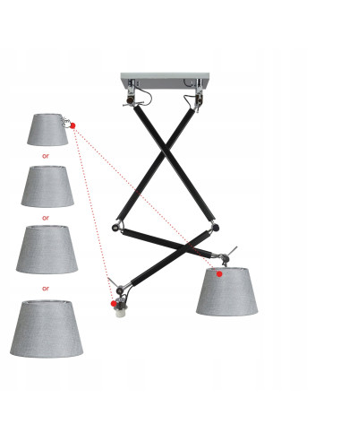 Lampa wisząca ZYTA 2 S regulowana z chromowanymi akcentami i możliwością wyboru abażurów E27