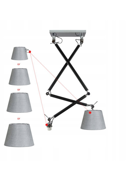 Lampa wisząca ZYTA 2 S regulowana z chromowanymi akcentami i możliwością wyboru abażurów E27