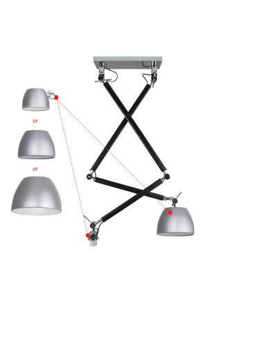 Lampa wisząca ZYTA 2 S regulowana z chromowanymi akcentami i możliwością wyboru abażurów E27