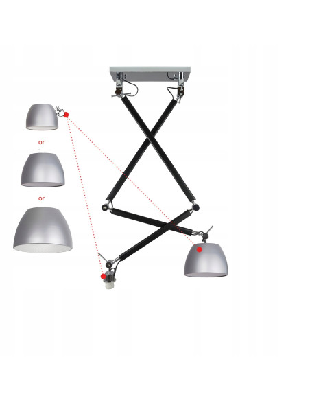 Lampa wisząca ZYTA 2 S regulowana z chromowanymi akcentami i możliwością wyboru abażurów E27