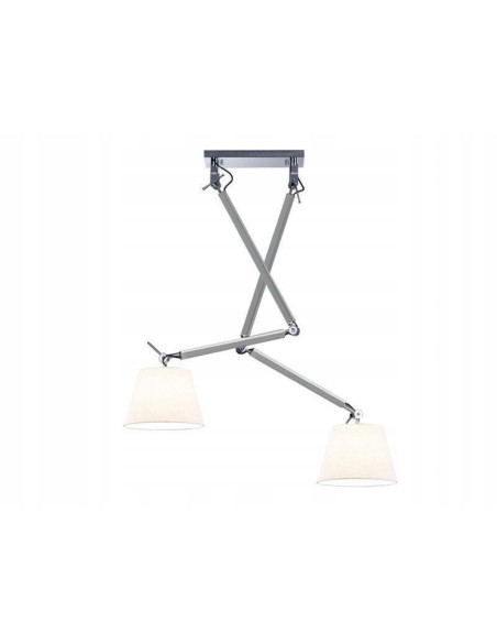 Lampa sufitowa ZYTA 2 S PENDANT, regulowane srebrne oświetlenie do nowoczesnych wnętrz, 2 źródła światła E27
