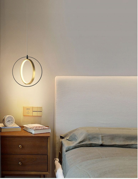 Lampa wisząca VALLA LED w złotym kolorze, nowoczesny design, ściemniana, oświetlenie do sypialni i salonu