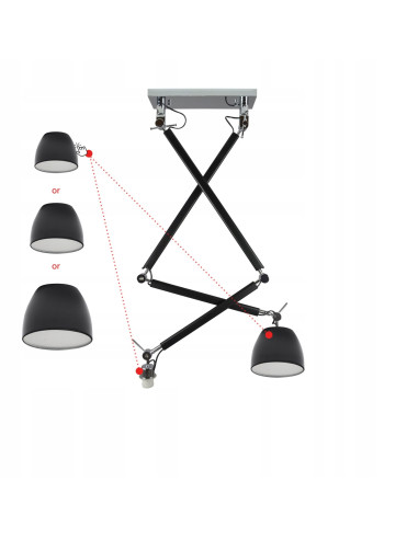 Lampa wisząca ZYTA 2 S regulowana z chromowanymi akcentami i możliwością wyboru abażurów E27