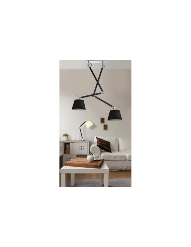 Lampa wisząca ZYTA 2 S regulowana z chromowanymi akcentami i możliwością wyboru abażurów E27