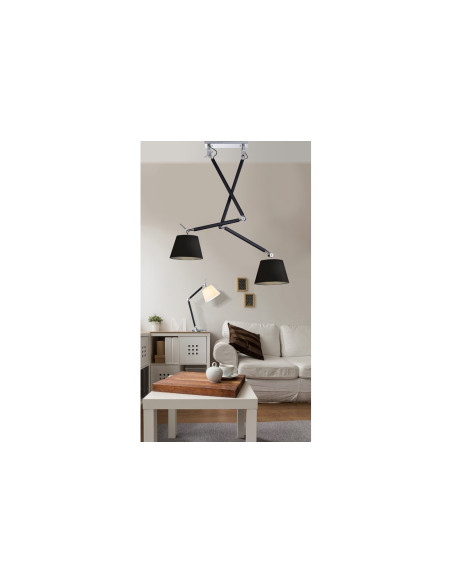 Lampa wisząca ZYTA 2 S regulowana z chromowanymi akcentami i możliwością wyboru abażurów E27