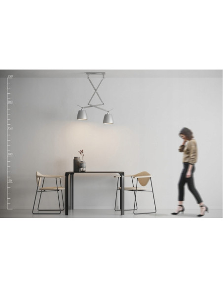 Lampa wisząca ZYTA 2 S regulowana z chromowanymi akcentami i możliwością wyboru abażurów E27