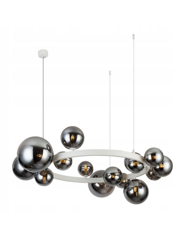 Lampa sufitowa Bubbles Round 15-kloszowa, regulowana, biały mat, elegancki dodatek do biura i salonu