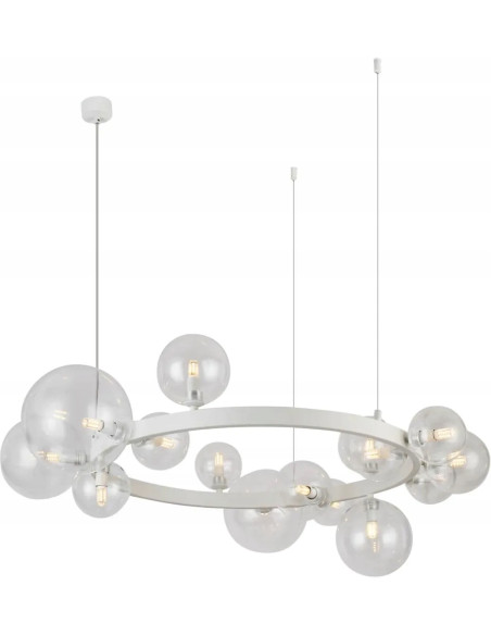 Lampa sufitowa Bubbles Round 15-kloszowa, regulowana, biały mat, elegancki dodatek do biura i salonu