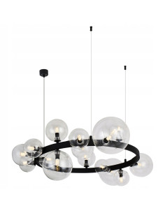 Nowoczesna lampa wisząca BUBBLES 15-punktowa, czarna, elegancka do salonu i biura