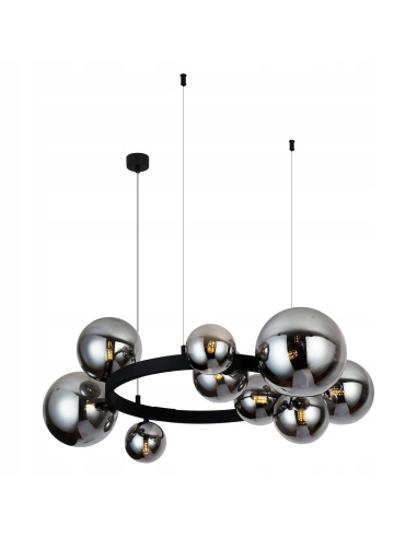 Nowoczesna lampa wisząca BUBBLES 15-punktowa, czarna, elegancka do salonu i biura