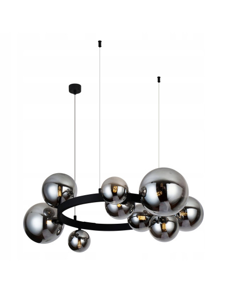 Nowoczesna lampa wisząca BUBBLES 15-punktowa, czarna, elegancka do salonu i biura