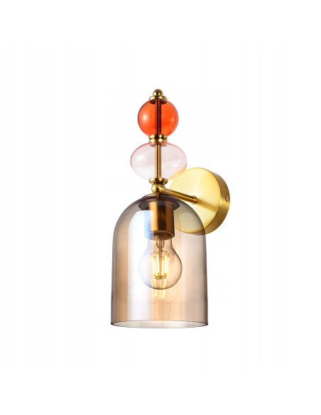 Kinkiet Tropea Bursztynowy z Złotymi Akcentami - Luksusowe Oświetlenie do Eleganckich Wnętrz i Hoteli