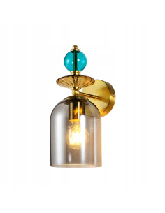 Kinkiet Tropea ze szkła z dymionym kloszem i złotymi akcentami - elegancja do sypialni i salonu 2