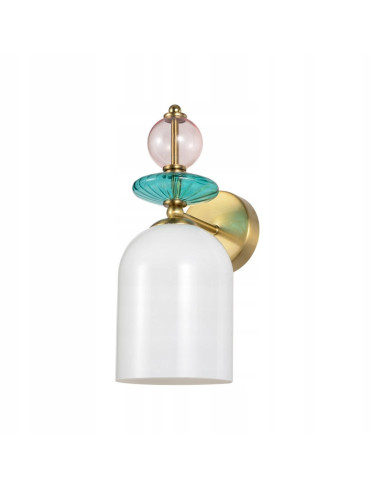 Kinkiet Tropea – Nowoczesny Szklany Kinkiet w Niebiesko-Różowej Palecie z Złotymi Akcentami do Wnętrz