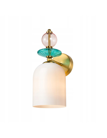 Kinkiet Tropea – Nowoczesny Szklany Kinkiet w Niebiesko-Różowej Palecie z Złotymi Akcentami do Wnętrz