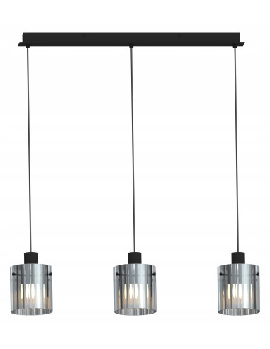 Lampa wisząca Lotti 3-punktowa z dymionymi kloszami w srebrnym wykończeniu do nowoczesnych wnętrz