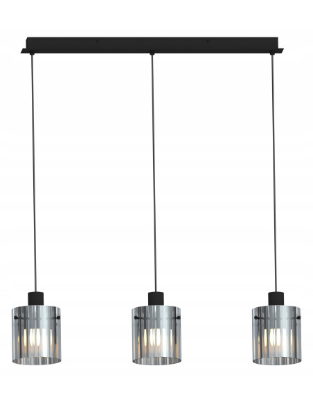 Lampa wisząca Lotti 3-punktowa z dymionymi kloszami w srebrnym wykończeniu do nowoczesnych wnętrz