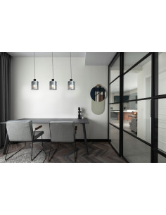Lampa wisząca Lotti 3-punktowa z dymionymi kloszami w srebrnym wykończeniu do nowoczesnych wnętrz 2