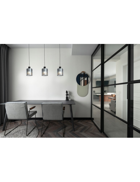 Lampa wisząca Lotti 3-punktowa z dymionymi kloszami w srebrnym wykończeniu do nowoczesnych wnętrz