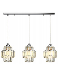 Lampa wisząca Targa glamour z kryształami, 3-punktowe E27, elegancki dodatek do wnętrz w srebrnej kolorystyce