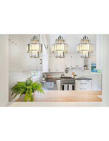 Lampa wisząca Targa z kryształowym kloszem w chromie - elegancki akcent do salonów i jadalni w stylu glamour