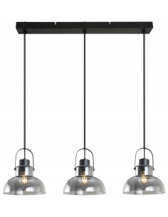 Lampa wisząca Dijon 3-punktowa w czerni z dymionym szkłem - nowoczesny design do jadalni, salonu i biura E27, 120 cm