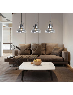 Lampa wisząca Dijon 3-punktowa w czerni z dymionym szkłem - nowoczesny design do jadalni, salonu i biura E27, 120 cm 2