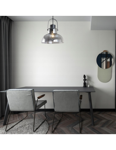 Lampa wisząca Dijon Black – industrialny szklany zwis do kuchni i jadalni, nowoczesny design, E27, wys. 120 cm