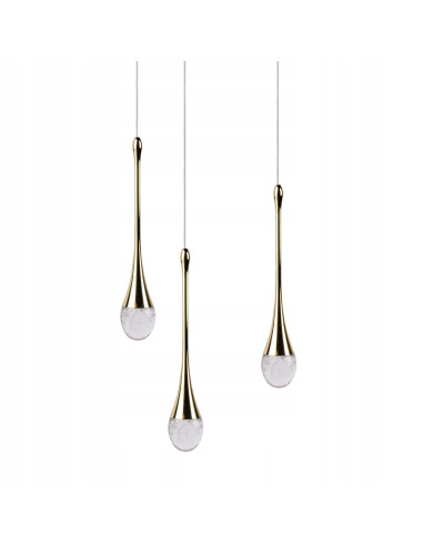 Lampa wisząca LED DALMA z eleganckimi złotymi akcentami, 3-punktowe oświetlenie do sypialni i salonu