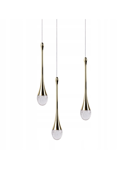 Lampa wisząca LED DALMA z eleganckimi złotymi akcentami, 3-punktowe oświetlenie do sypialni i salonu