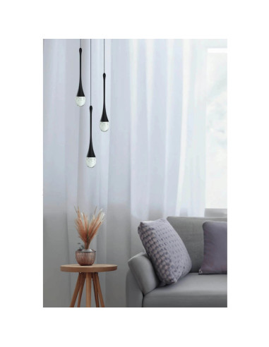 Lampa wisząca DALMA LED 28W, czarna z efektem bąbelków, nowoczesny design do salonu i biura