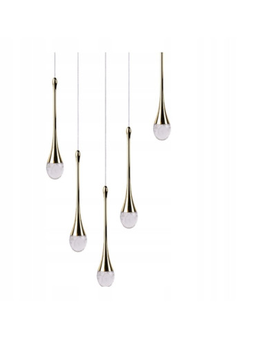 Lampa sufitowa DALMA LED w kolorze złotym, 5-punktowa, 3000K – elegancka ozdoba do salonu i jadalni