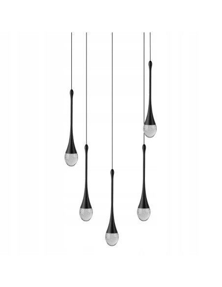 Lampa wisząca DALMA BLACK z 5 źródłami światła LED idealna do biura, jadalni i korytarzy