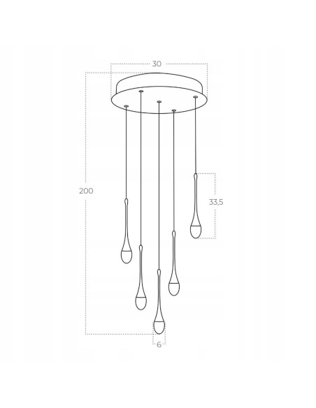 Lampa wisząca DALMA BLACK z 5 źródłami światła LED idealna do biura, jadalni i korytarzy