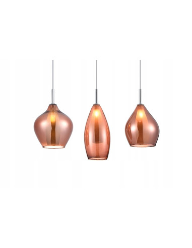 Lampa wisząca Amber Milano 3 w kolorze miedzi - nowoczesne oświetlenie do jadalni i salonu, regulowana wysokość