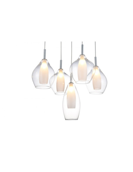 Lampa wisząca Amber Milano 5 - Nowoczesne oświetlenie kuchenne, bezbarwne, 5 punktów świetlnych, stylowy design