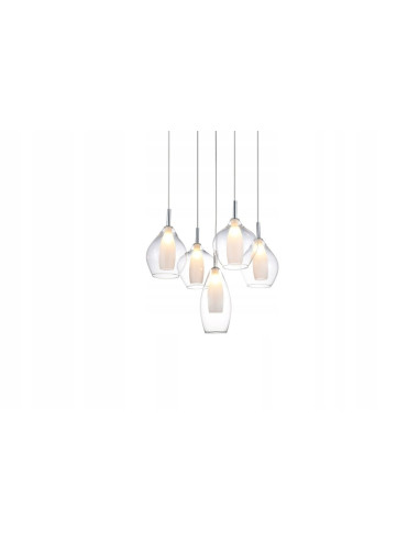 Lampa wisząca Amber Milano 5 - Nowoczesne oświetlenie kuchenne, bezbarwne, 5 punktów świetlnych, stylowy design
