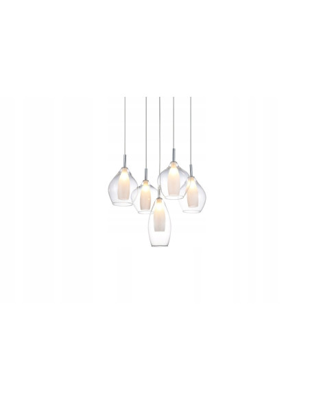 Lampa wisząca Amber Milano 5 - Nowoczesne oświetlenie kuchenne, bezbarwne, 5 punktów świetlnych, stylowy design